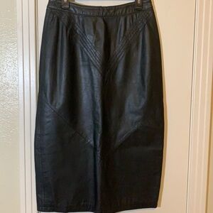 Vintage Cayenne Leather Pencil Skirt